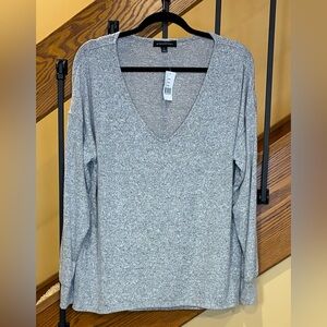 Gibson Look Pullover Super Soft Long Sleeve V NeckHeathered Gray SZ. Lg NWT